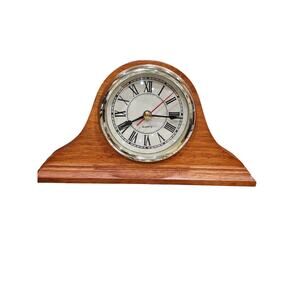Vintage Wooden Mantel Desk Clock with Roman Numerals & Quartz Movement